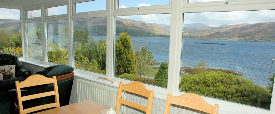 #image5 The conservatory at Strathardle is large and spacious and gives panoramic views of the sea and mountains.
